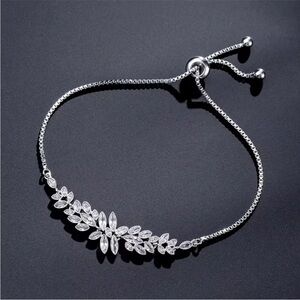 Elegant Silver Leaf Bracelet